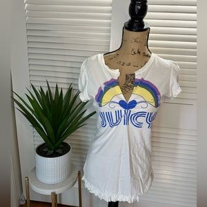 HTF Rare Vintage OG NWTS Juicy Couture Medium White With Rainbow Tshirt/Blouse